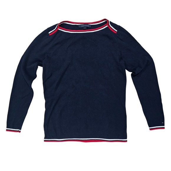 Tommy Hilfiger Sweaters - Tommy Hilfiger Women S Navy Blue Nautical Boat Neck Knit Sweater‎ Preppy